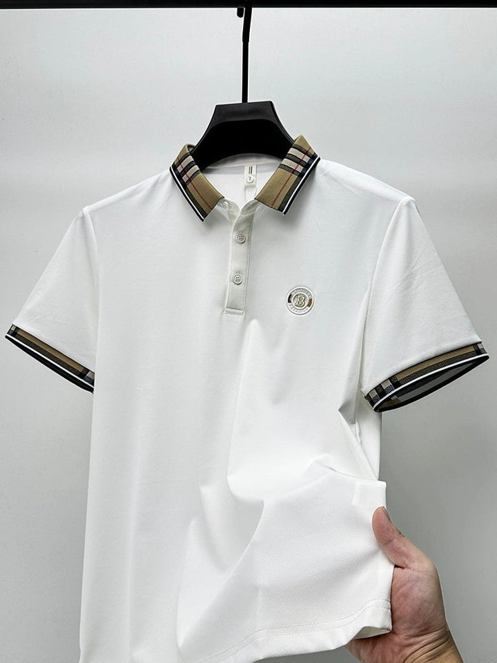 Trixtees Luxury Check Collar Polo T-Shirt | Premium Cotton Blend | Regular Fit