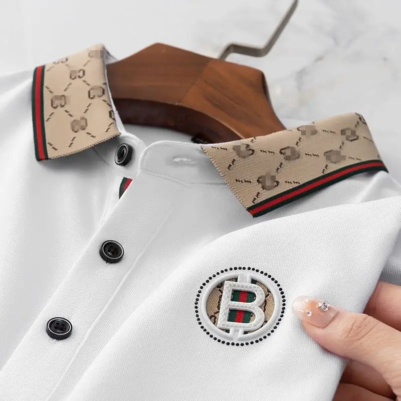 Trixtees Luxury Monogram Collar Polo T-Shirt | Premium Cotton Blend | Regular Fit
