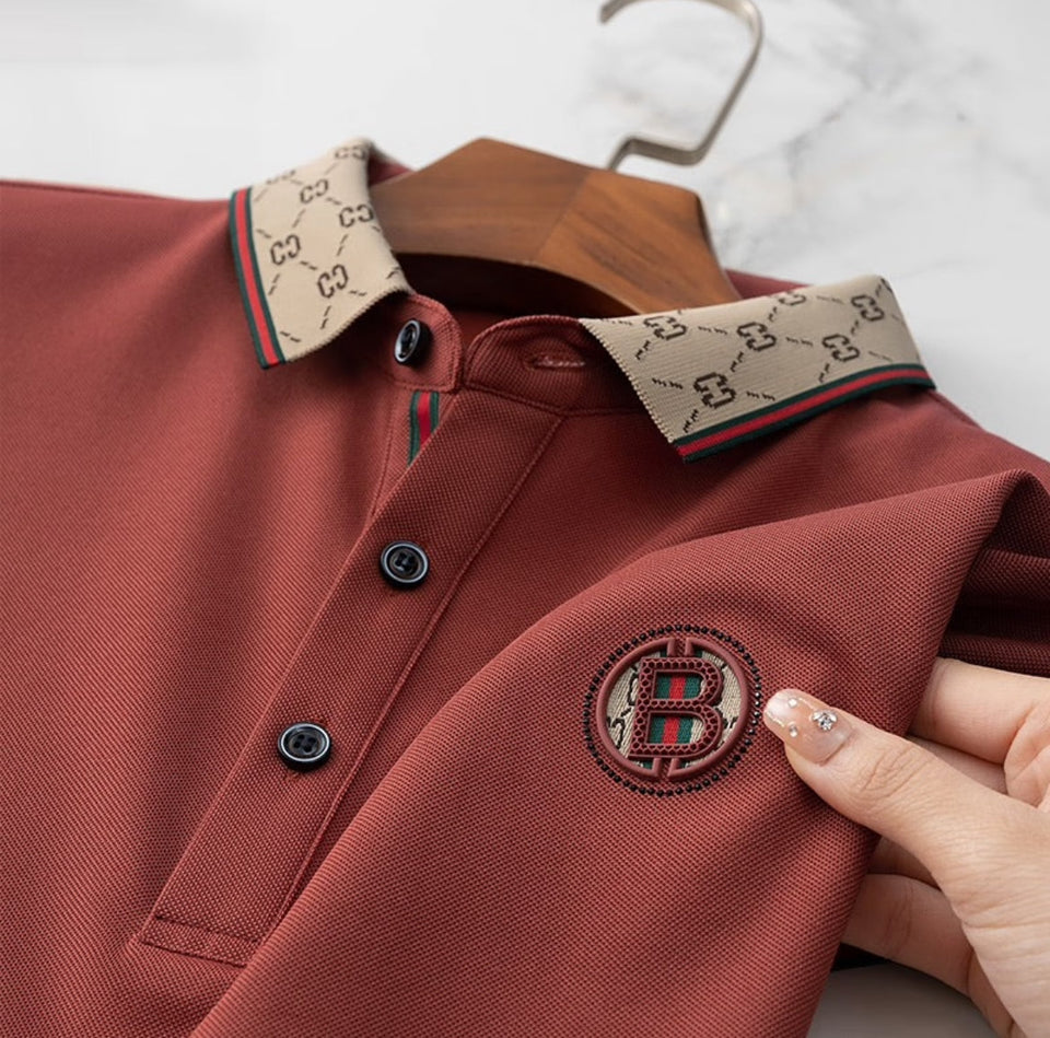 Trixtees Luxury Monogram Collar Polo T-Shirt | Premium Cotton Blend | Regular Fit