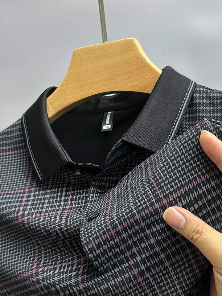 Trixtees Monochrome Branded Plaid Polo T-Shirt