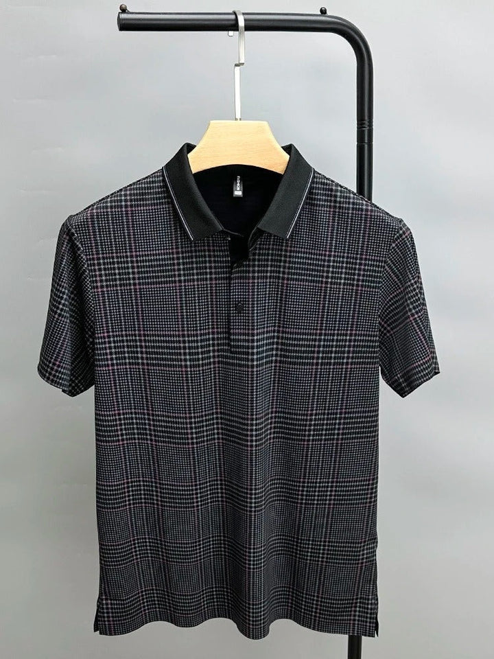 Trixtees Monochrome Branded Plaid Polo T-Shirt