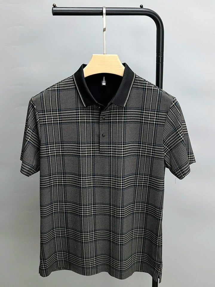 Trixtees Monochrome Branded Plaid Polo T-Shirt | Premium Cotton Blend | Regular Fit