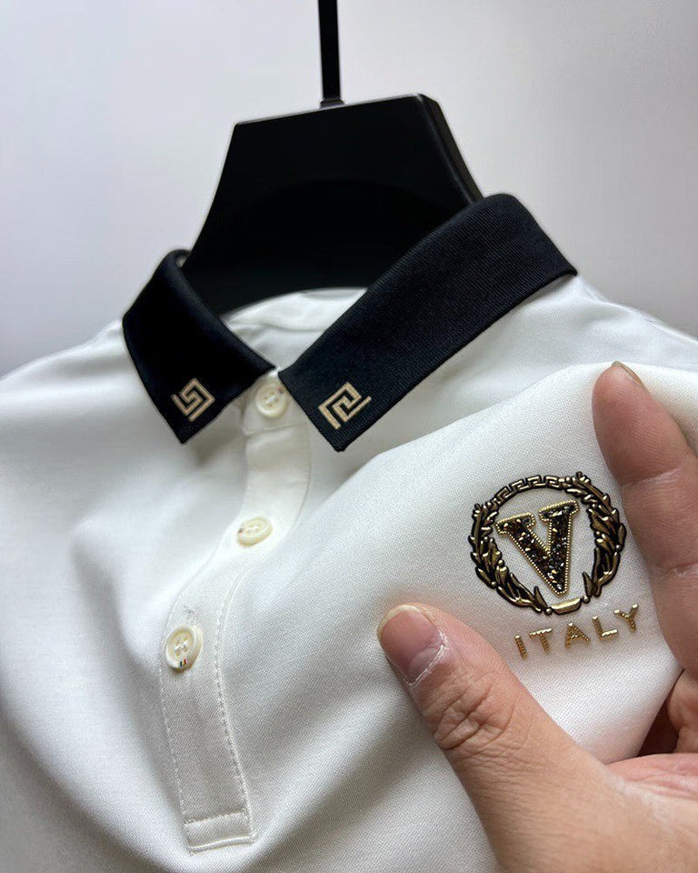 Trixtees Luxury Greek Key Trim Polo T-Shirt | Premium Cotton Blend | Regular Fit