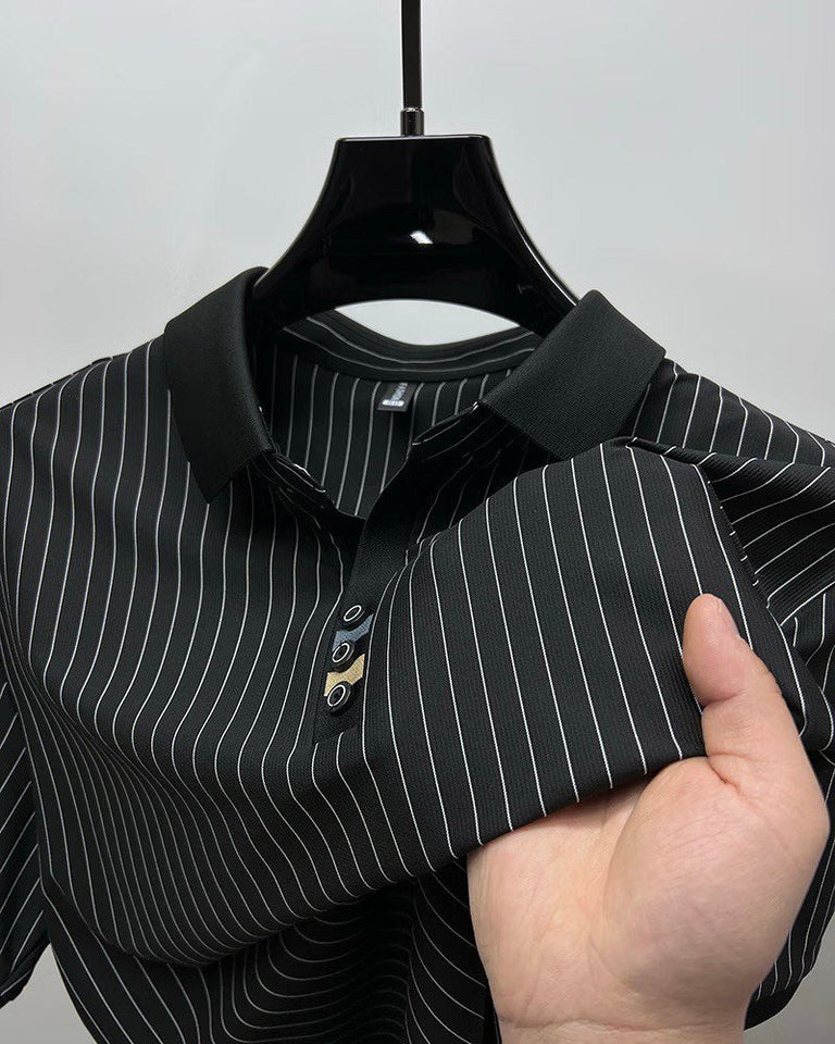 Trixtees Pinstripe Contrast Collar Polo T-Shirt | Premium Cotton Blend | Regular Fit