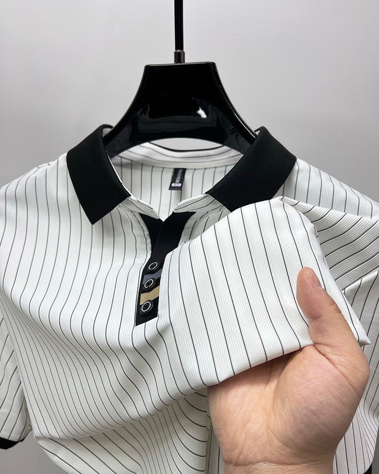 Trixtees Pinstripe Contrast Collar Polo T-Shirt | Premium Cotton Blend | Regular Fit