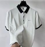 Trixtees Striped Contrast Collar Polo T-Shirt | Premium Cotton Blend | Regular Fit