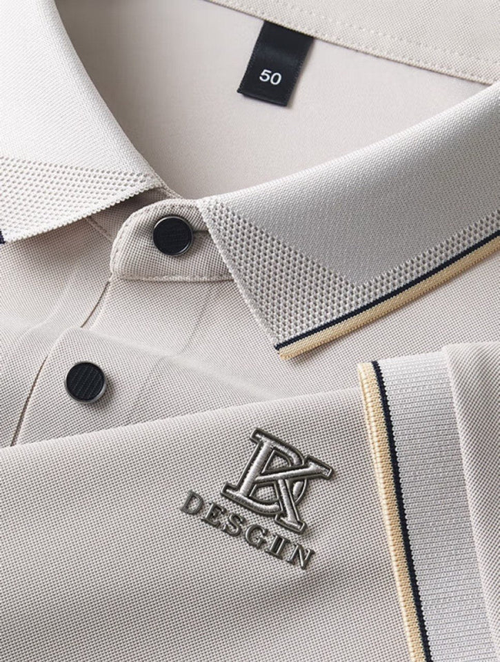 Trixtees Taupe Contrast Trim Branded Polo T-Shirt | Premium Cotton Blend | Regular Fit