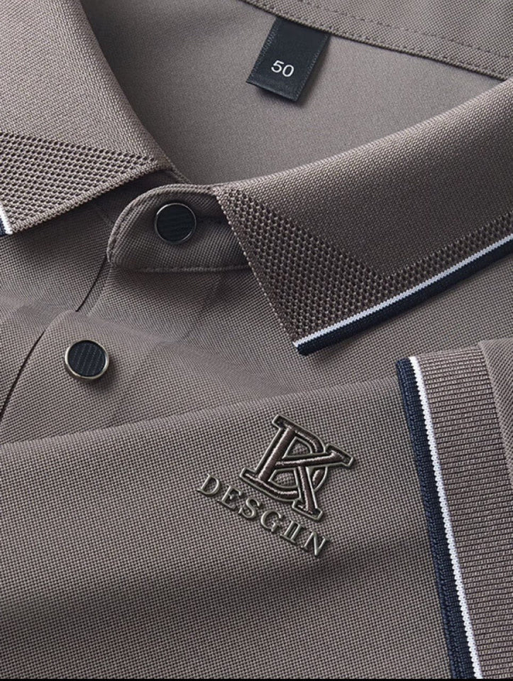 Trixtees Taupe Contrast Trim Branded Polo T-Shirt | Premium Cotton Blend | Regular Fit
