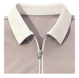 Trixtees Beige Zip-Neck Polo T-Shirt | Premium Cotton Blend | Regular Fit