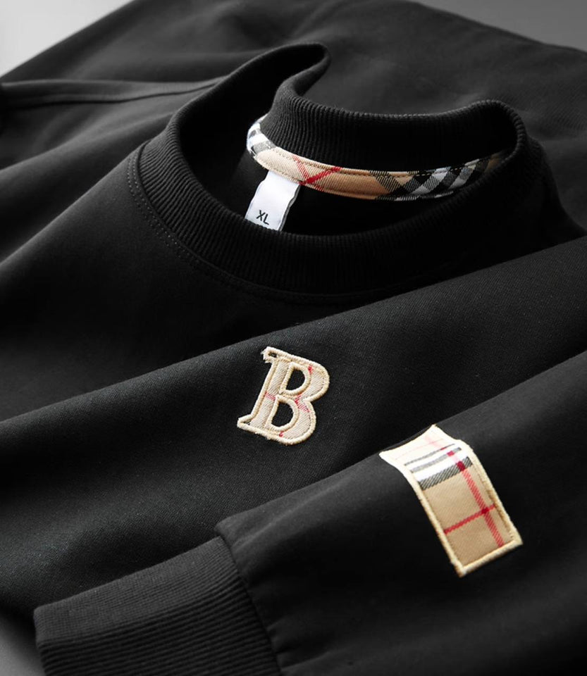 Trixtees Check Detail Branded Crewneck T-Shirt | Premium Cotton Blend | Regular Fit