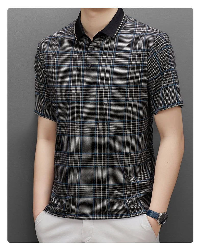 Trixtees Monochrome Branded Plaid Polo T-Shirt | Premium Cotton Blend | Regular Fit