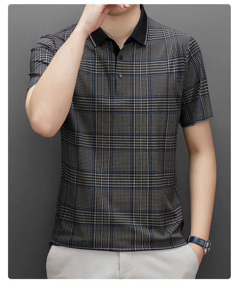 Trixtees Monochrome Branded Plaid Polo T-Shirt | Premium Cotton Blend | Regular Fit