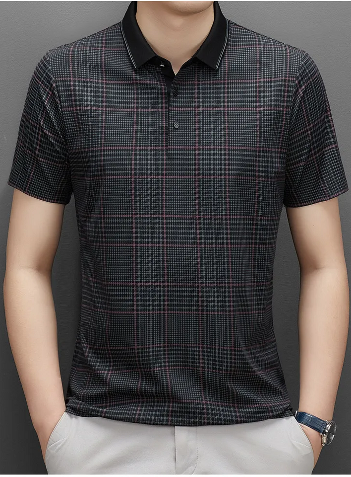 Trixtees Monochrome Branded Plaid Polo T-Shirt